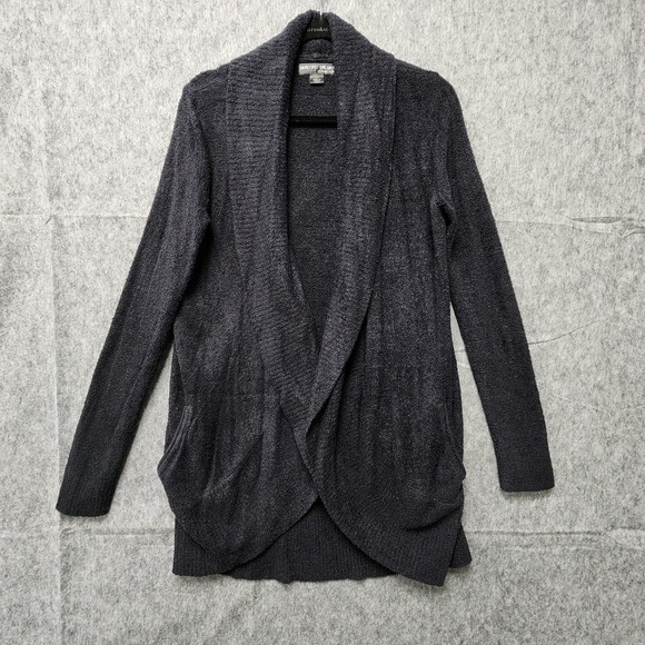 Barefoot Dreams Cozychic Lite Circle Cardi Womens Medium Black Cardigan Sweater - Picture 3 of 9
